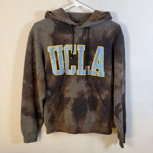 UCLA Gold Standard Acid Wash Bleach Dye Hoodie Mens XS Gray Blue Made in USA